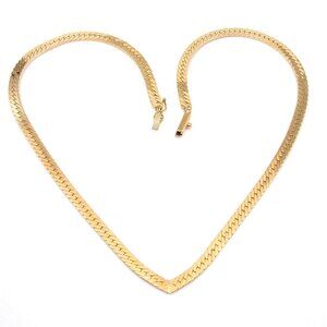 14K Yellow Gold Heavy Chevron V Chain Necklace 17.5"